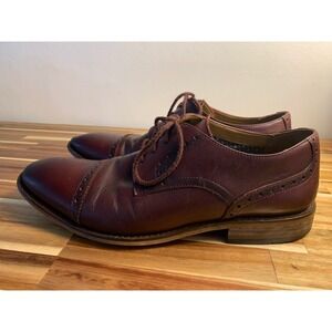 Bostonian Commonwealth Mens 9 Burgundy Leather Cap Toe Oxford Shoes